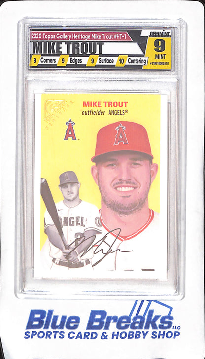 2020 Topps Gallery Heritage - Mike Trout - Gem Mint Grading 9 - Los Angeles Angels - Baseball - #HT-1