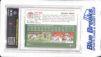 2020 Topps Gallery Heritage - Mike Trout - Gem Mint Grading 9 - Los Angeles Angels - Baseball - #HT-1