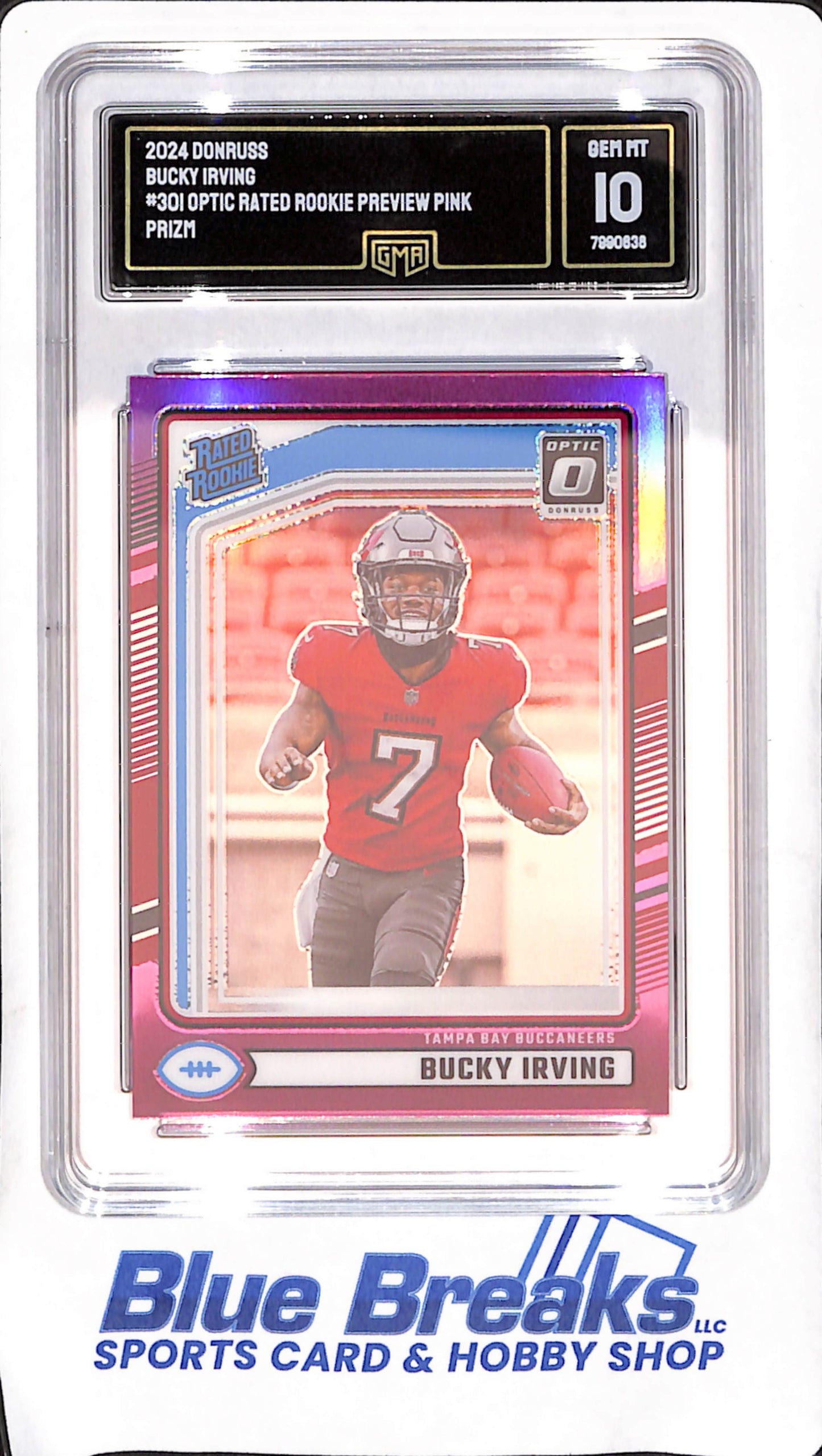 2024 Donruss Optic - Bucky Irving - Pink Preview Prizm - Rated Rookie - GMA 10 - Tampa Bay Buccaneers - Football - #301