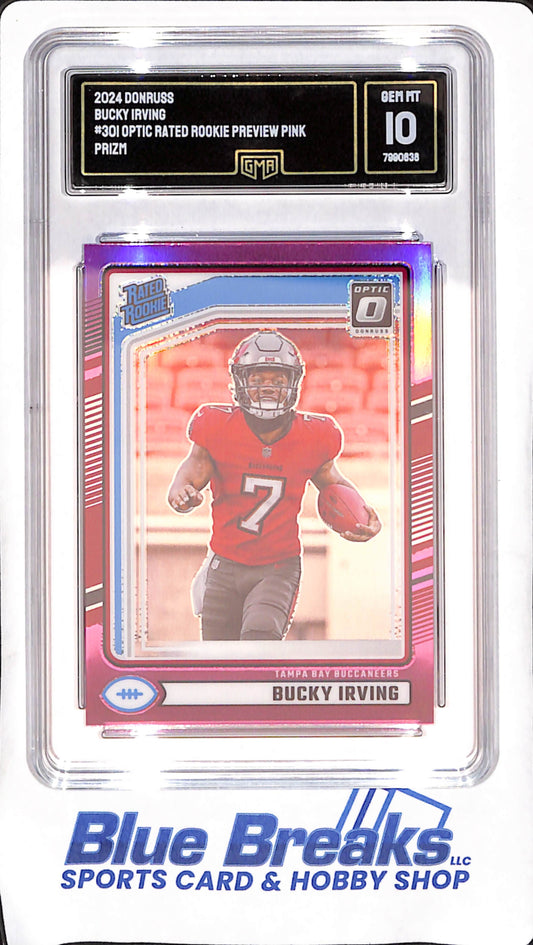 2024 Donruss Optic - Bucky Irving - Pink Preview Prizm - Rated Rookie - GMA 10 - Tampa Bay Buccaneers - Football - #301