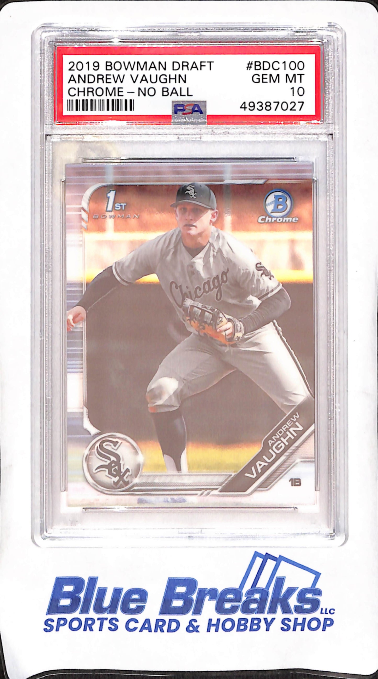 2019 Bowman Draft Chrome - Andrew Vaughn - No Ball - Bowman 1st - PSA 10 - Chicago White Sox - Baseball - #BDC-100