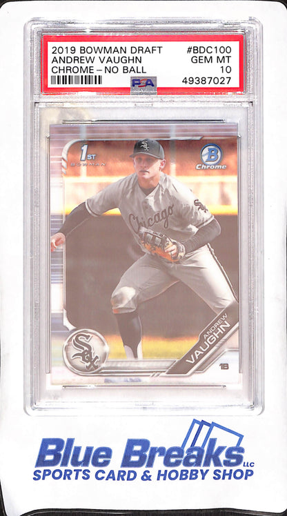 2019 Bowman Draft Chrome - Andrew Vaughn - No Ball - Bowman 1st - PSA 10 - Chicago White Sox - Baseball - #BDC-100