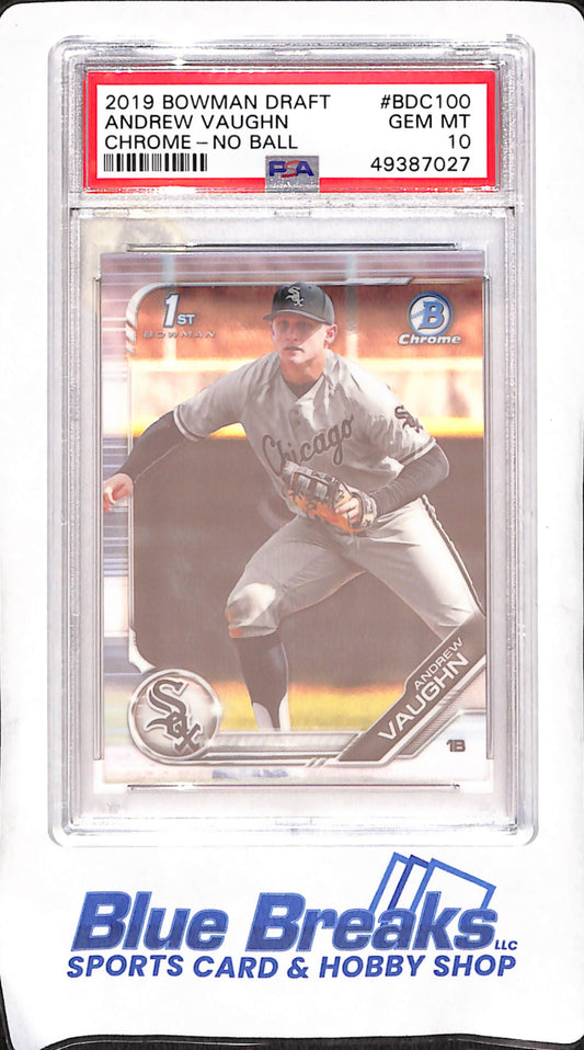 2019 Bowman Draft Chrome - Andrew Vaughn - No Ball - Bowman 1st - PSA 10 - Chicago White Sox - Baseball - #BDC-100