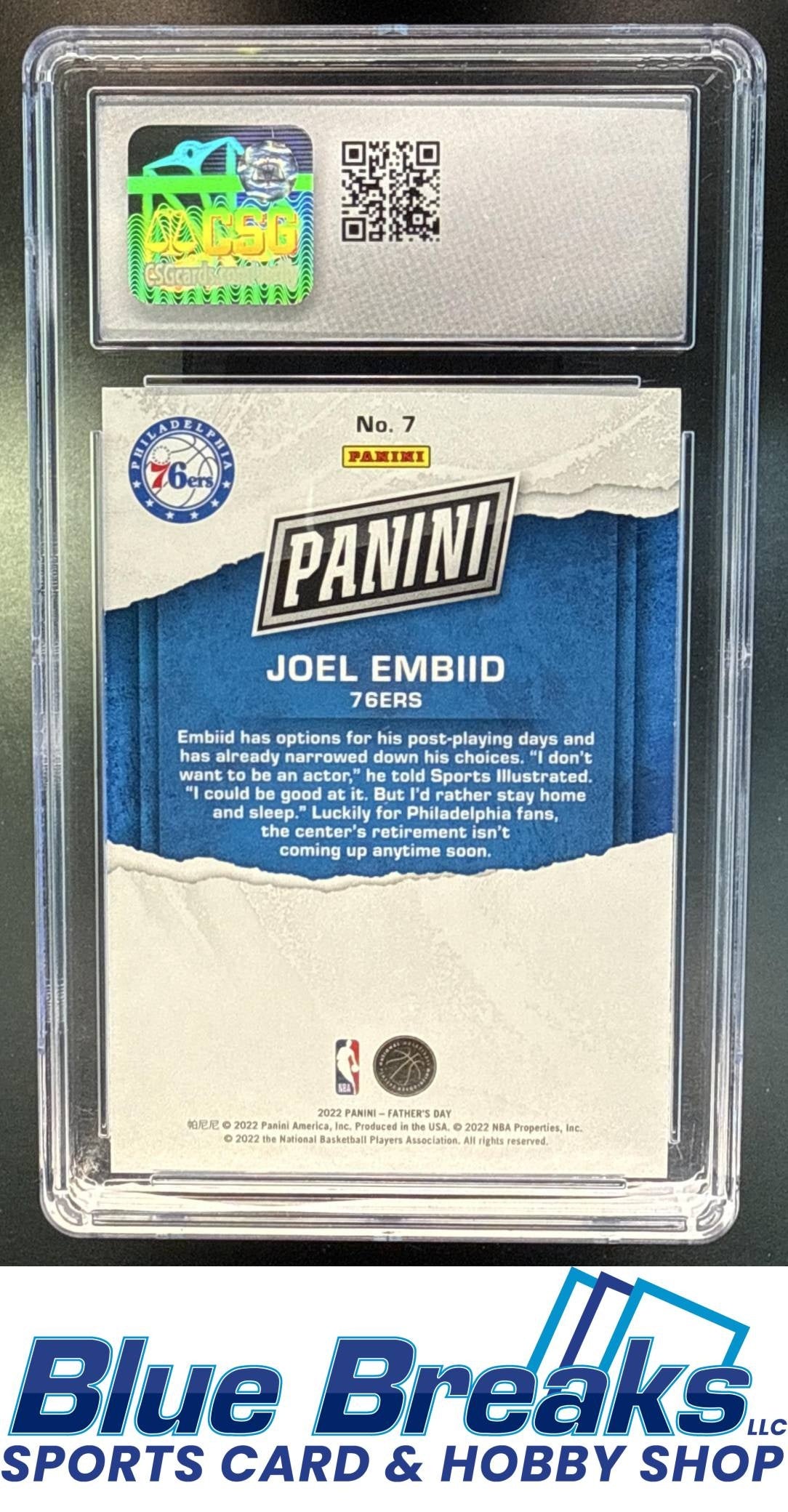 2022 Panini Father's Day Blue Joel Embiid 26/50 #7 CSG 9.5 Philadelphia 76ers