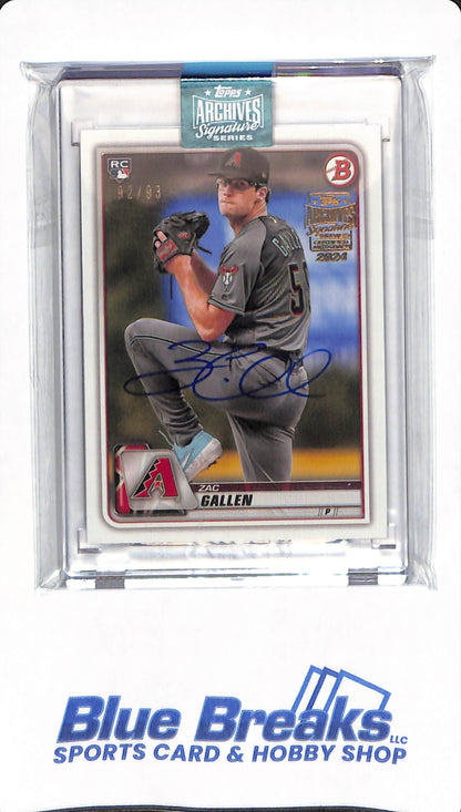 2024 Topps Archives Signature Series - Zac Gallen - Arizona Diamondbacks - Baseball - Autographed - 92/93
