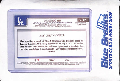 2025 Topps Update - Hyeseong Kim - RC - Debut - Aqua Rainbow Foil - Los Angeles Dodgers - Baseball - #US312