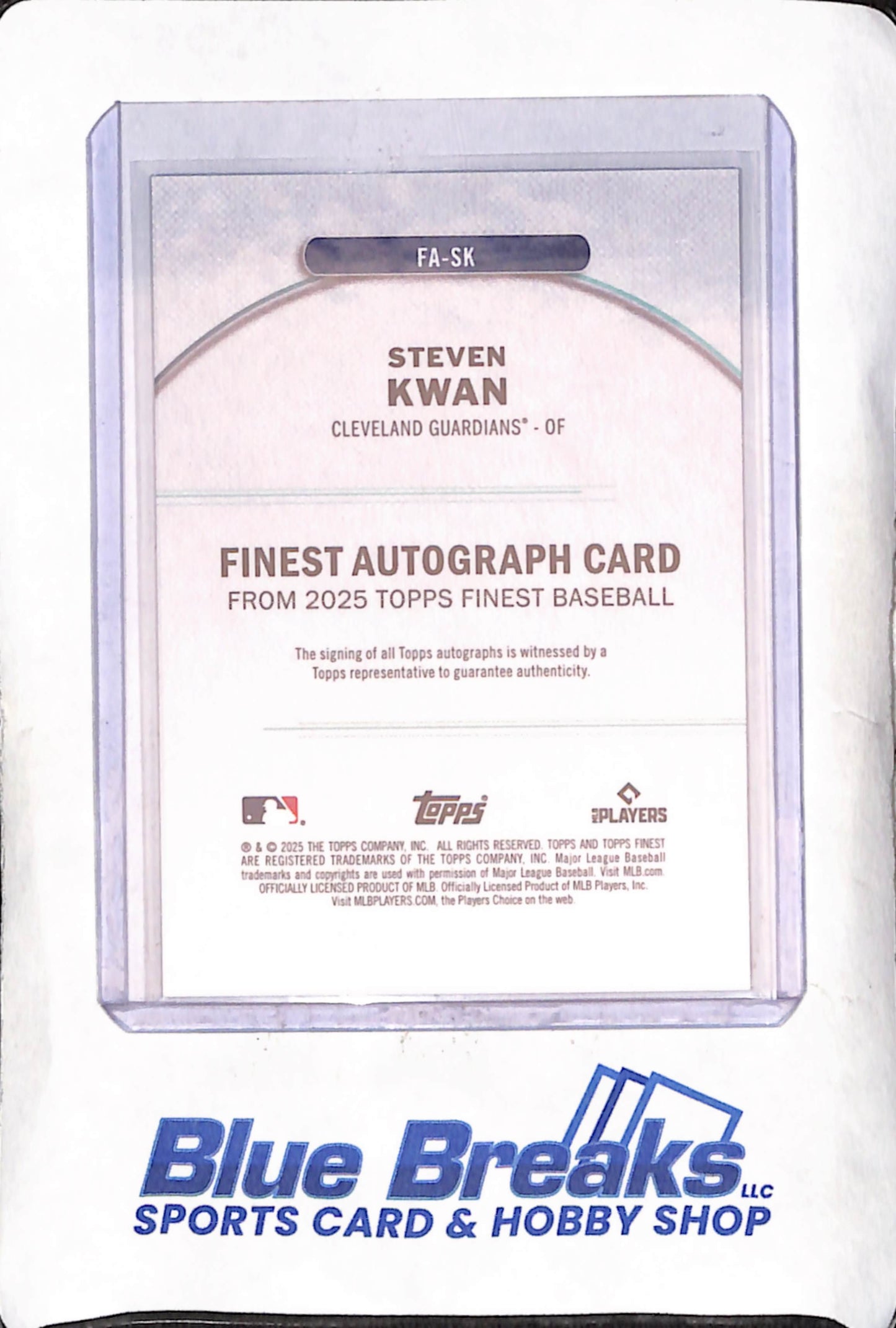 2025 Topps Finest - Steven Kwan - Autograph - Purple - 105/125 - Cleveland Guardians - Baseball - #FA-SK