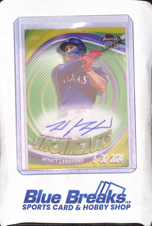 2025 Topps Finest - Wyatt Langford - Moments Autograph - Green - 37/75 - Texas Rangers - Baseball - #FMA-WL
