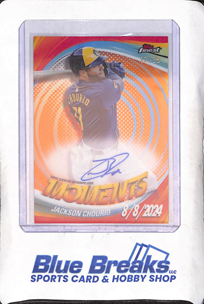 2025 Topps Finest - Jackson Chourio - Moments Autograph - Orange - 12/25 - Milwaukee Brewers - Baseball - #FMA-JCH