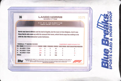 2022 Topps Chrome - Lando Norris - 37/75 - Pink - McLaren F1 Team - Racing - #36