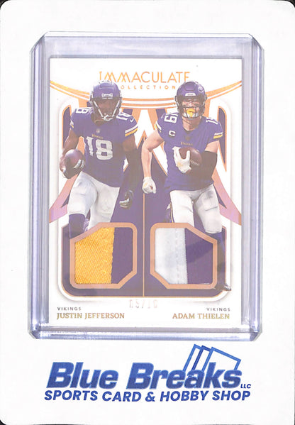 Justin Jefferson & Adam Thielen - 2022 Panini Immaculate - Minnesota Vikings - Relic - 3 Color Patch - IDJ-MIN - Football