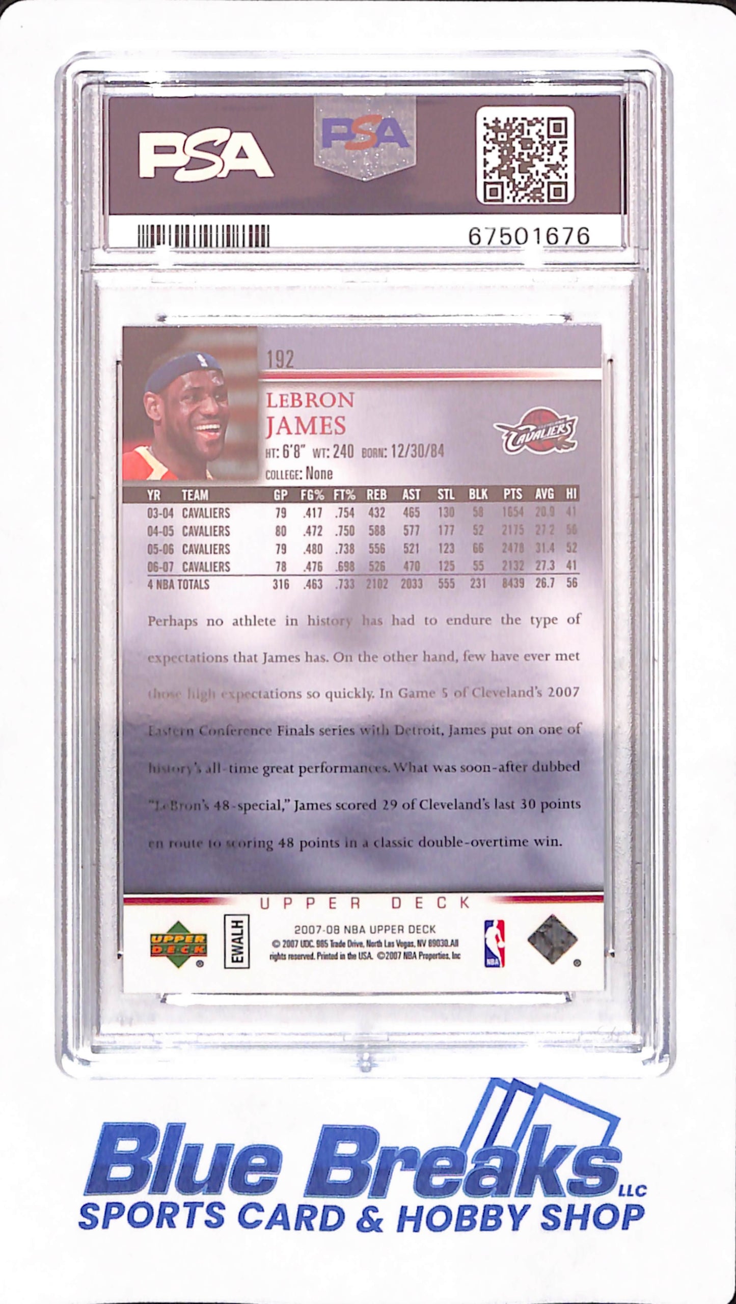 2007 Upper Deck - LeBron James - Cleveland Cavaliers - Basketball - Championship Court - # 192 - PSA 10