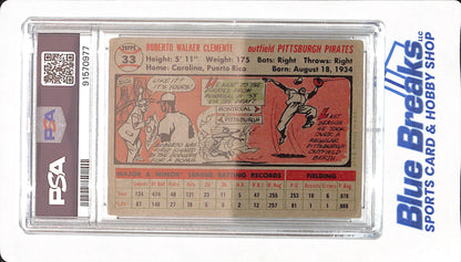 1956 Topps - Roberto Clemente - Pittsburgh Pirates - Baseball - PSA 2 - Gray Back - # 33