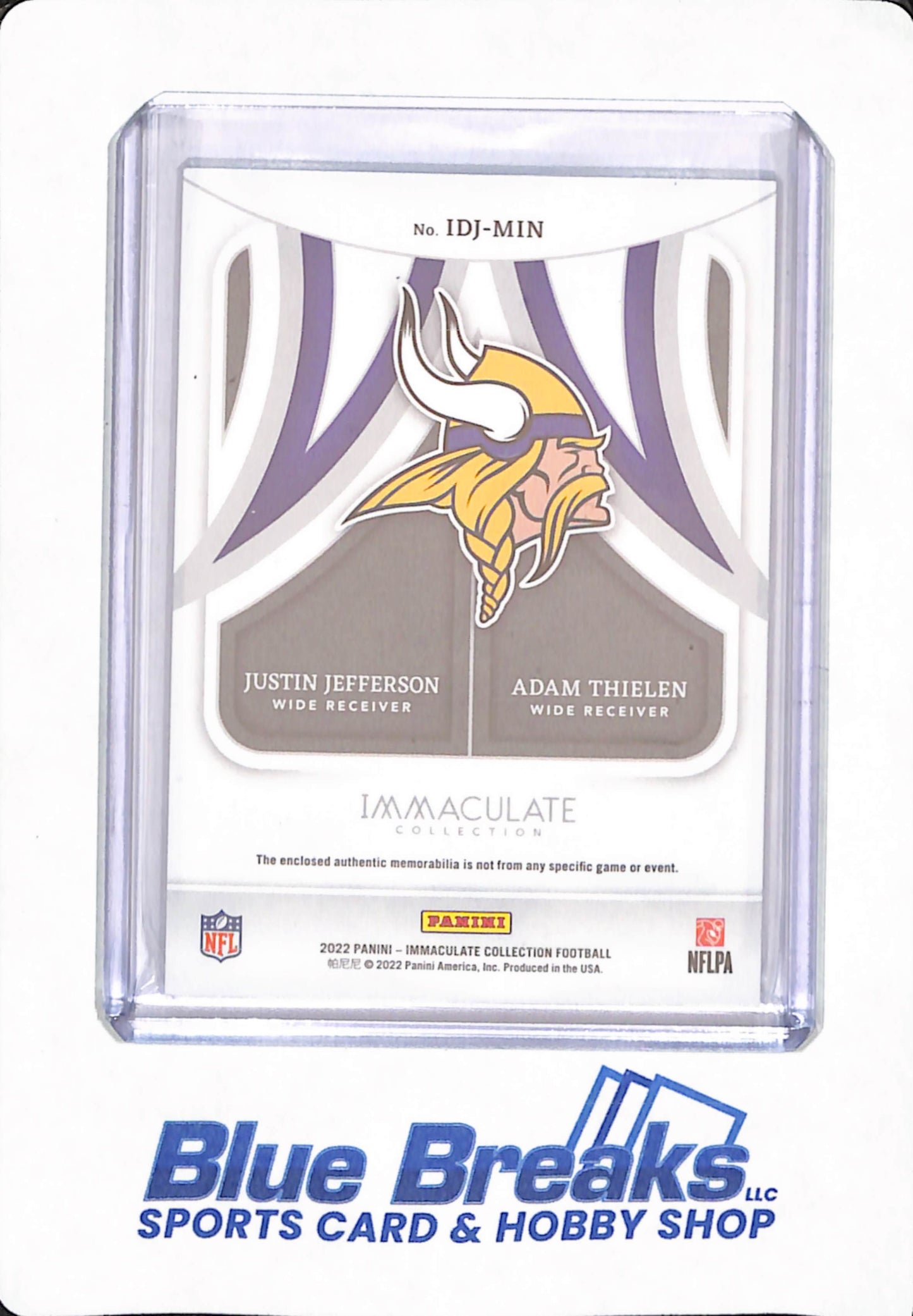 Justin Jefferson & Adam Thielen - 2022 Panini Immaculate - Minnesota Vikings - Relic - 3 Color Patch - IDJ-MIN - Football