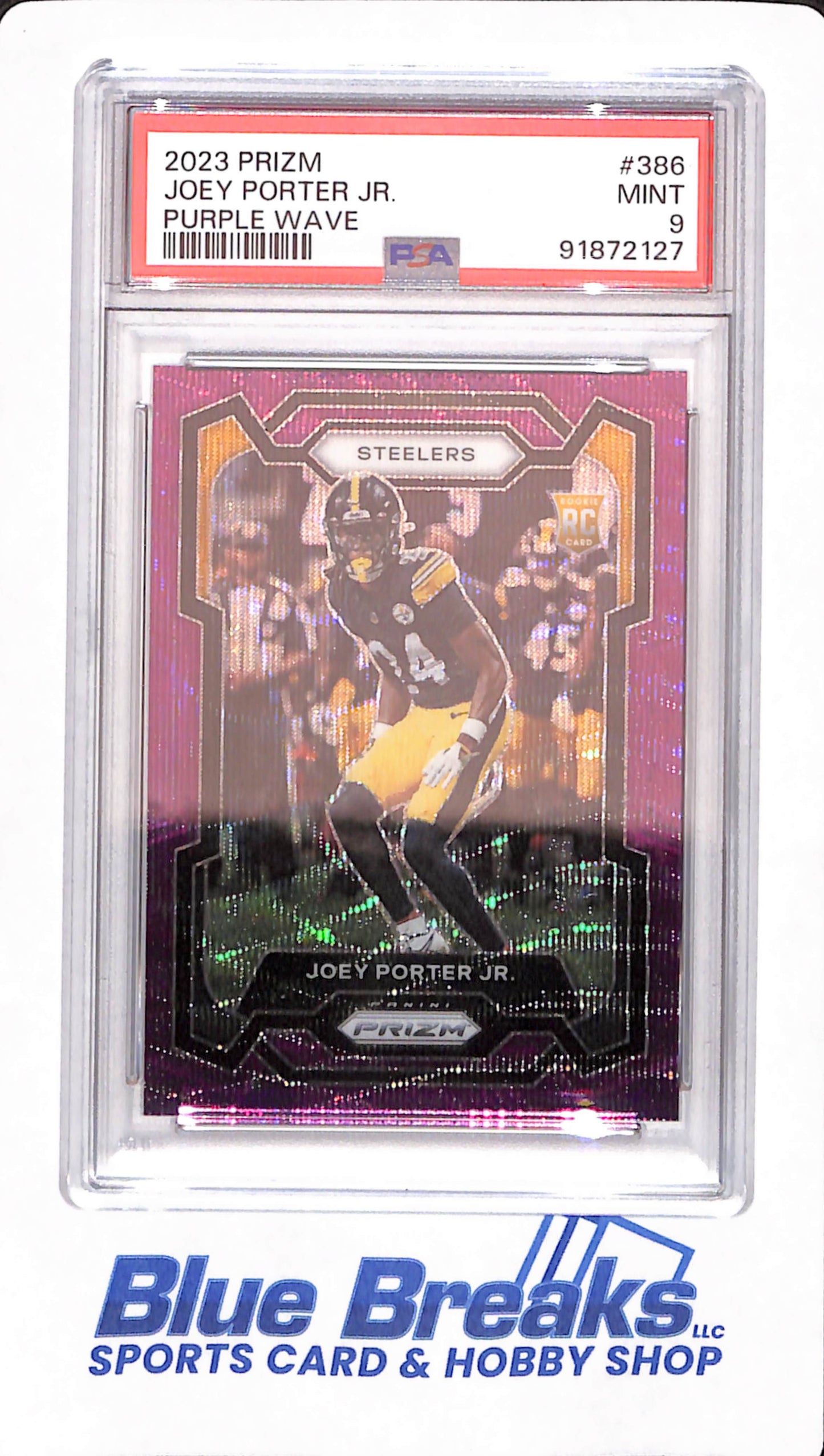 2023 Prizm - Joey Porter Jr - Pittsburgh Steelers - Football - Purple Wave - # 286 - PSA 9 - 03/99