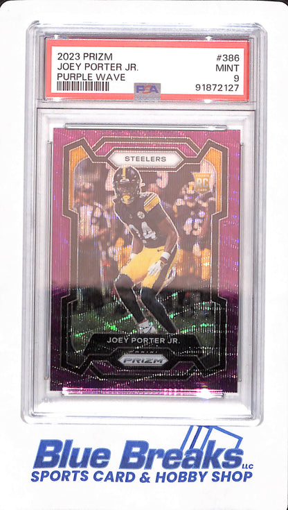 2023 Prizm - Joey Porter Jr - Pittsburgh Steelers - Football - Purple Wave - # 286 - PSA 9 - 03/99