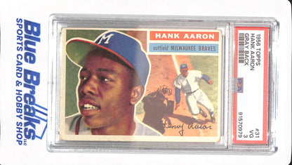 1956 Topps - Hank Aaron - Milwaukee Braves - Baseball - Gray Back - PSA 3 - # 31