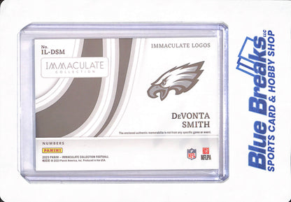 DeVonta Smith - 2023 Panini Immaculate - Football - Immaculate Logos - Patch - Relic - 4 Color? - 16/25 - Philadelphia Eagles