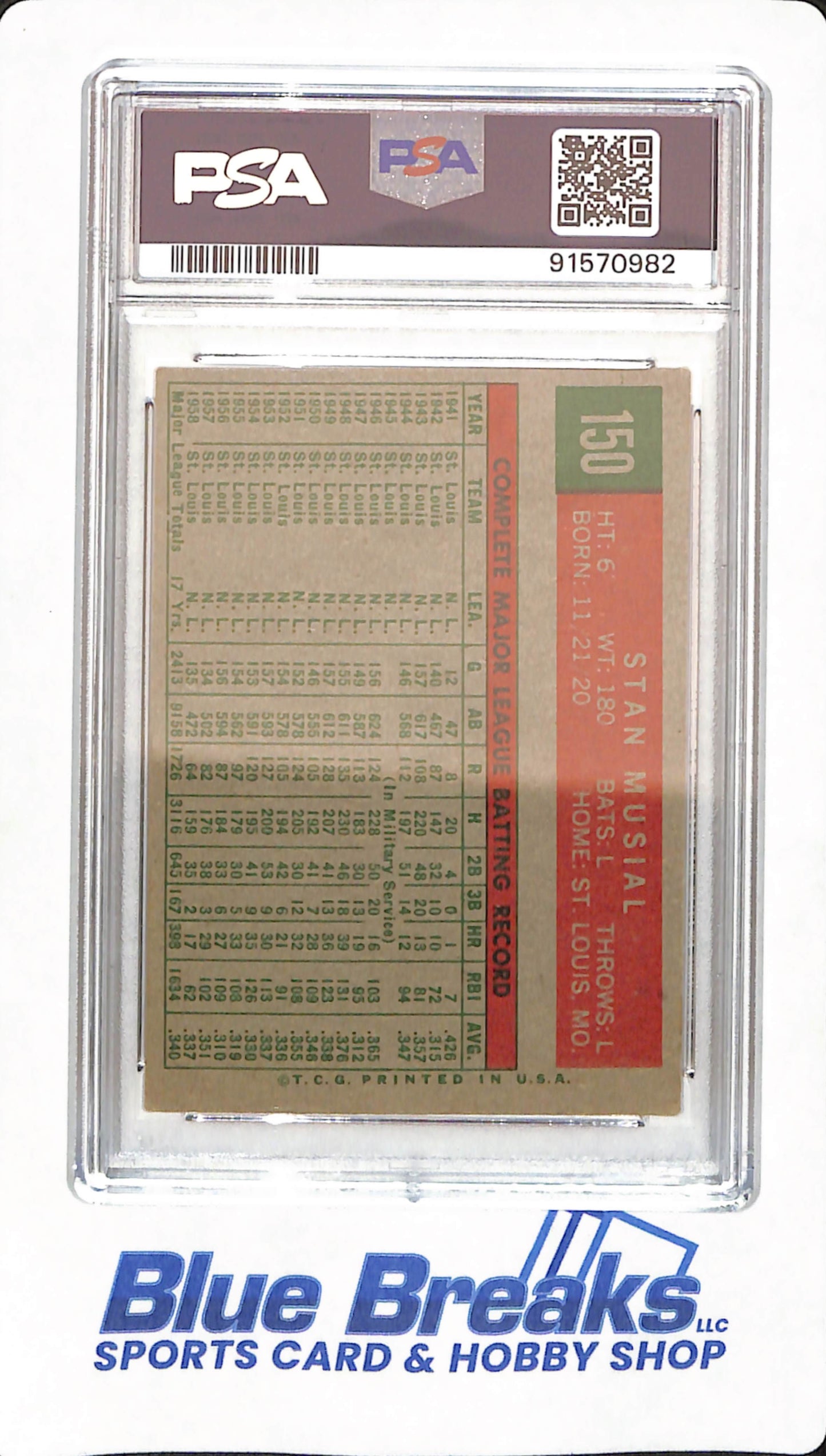 1959 Topps - Stan Musial - St Louis Cardinals - Baseball - # 150 - PSA 4