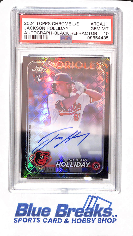 2024 Topps Chrome L/E - Jackson Holliday - Black Refractor - Baseball - Baltimore Orioles - Autograph - 5/10 - Rookie - PSA 10