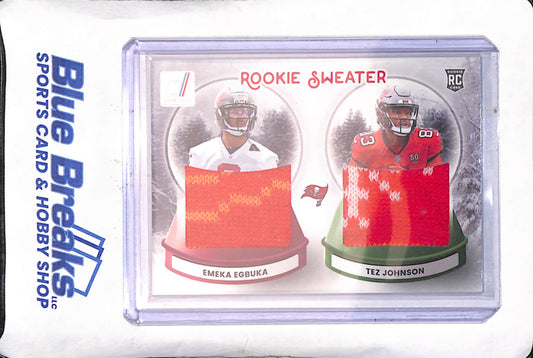 2025 Panini Donruss - Emeka Egbuka - Tez Johnson - Rookie Sweater - Dual Relic - Tampa Bay Buccaneers - Football - #SWED-TB