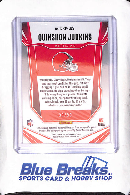 2025 Panini Phoenix - Quinshon Judkins - Dual Relic Autograph - 30/99 - RC - Cleveland Browns - Football - #DRP-QJS