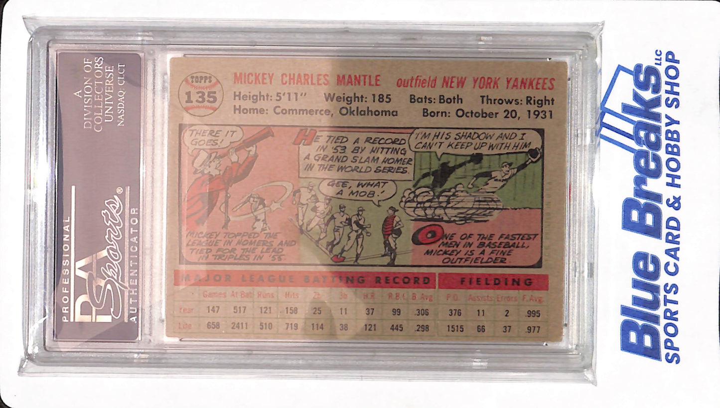 1956 Topps - Mickey Mantle - Gray Back - Baseball - Gray Back - # 135 - New York Yankees - PSA 3