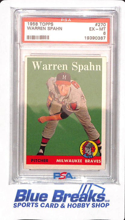 1958 Topps - Warren Spahn - Baseball - Milwaukee Braves - PSA 6