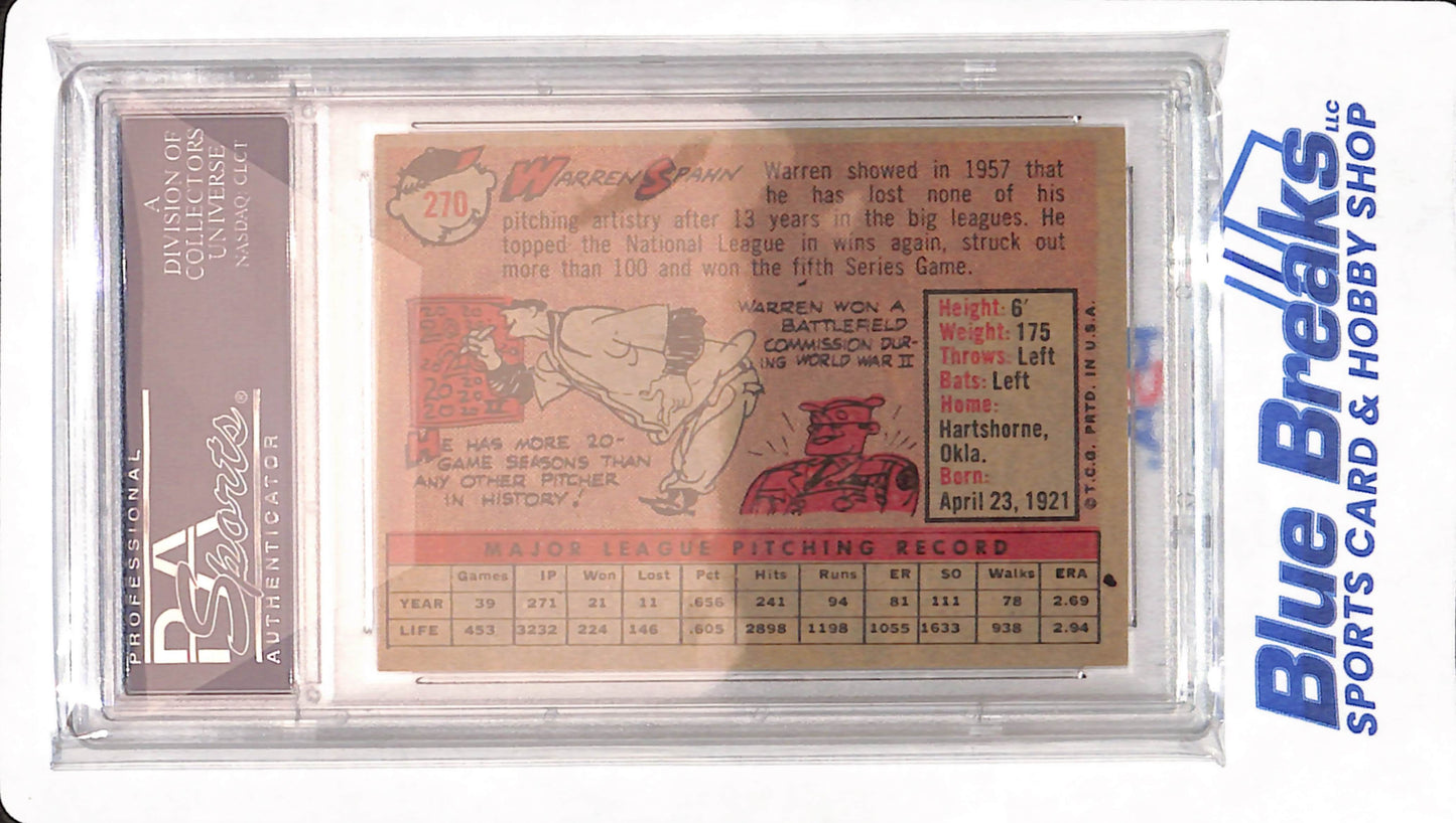 1958 Topps - Warren Spahn - Baseball - Milwaukee Braves - PSA 6