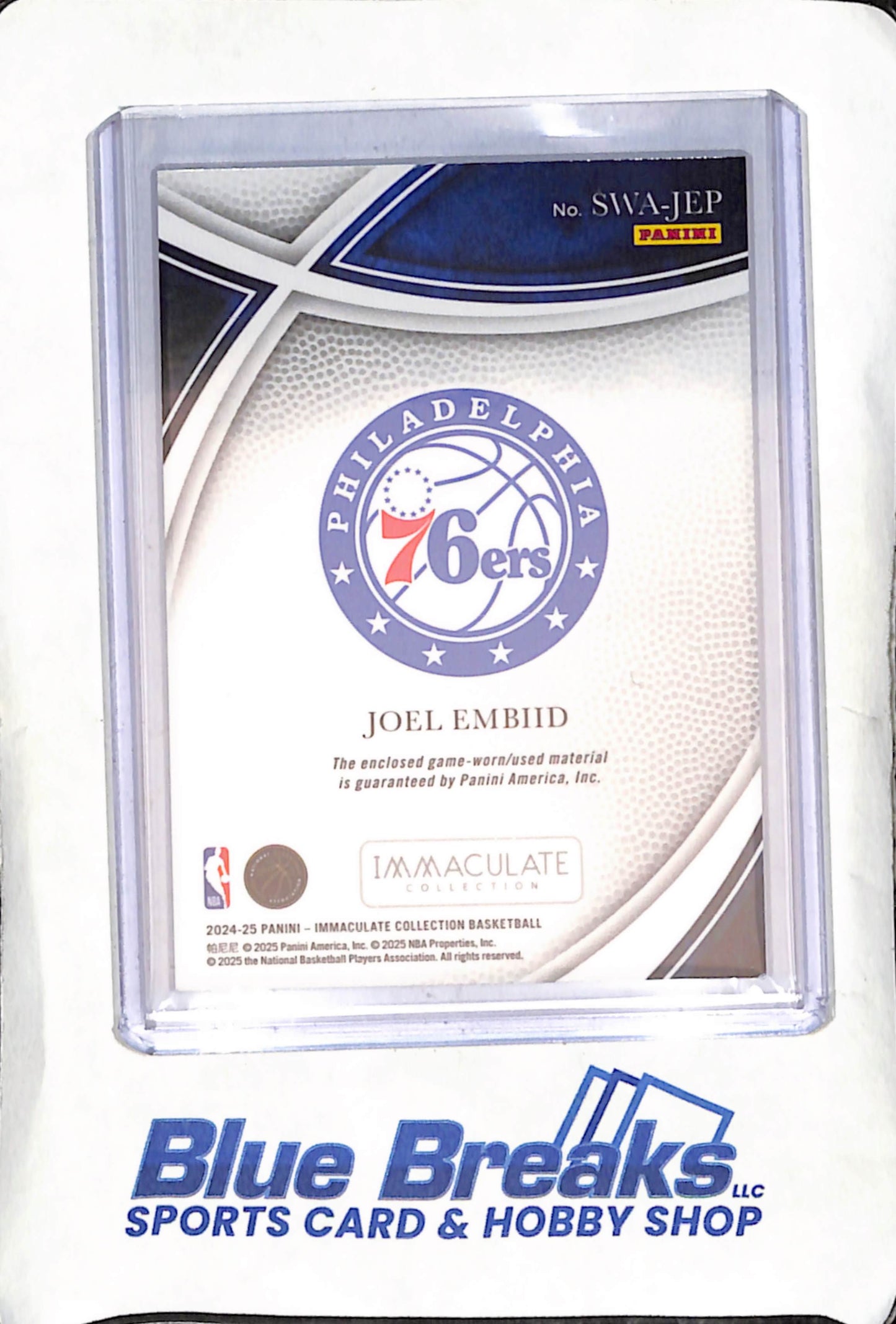 2024-25 Panini Immaculate Collection - Joel Embiid - Relic - 17/99 - Philadelphia 76ers - Basketball - #SWA-JEP
