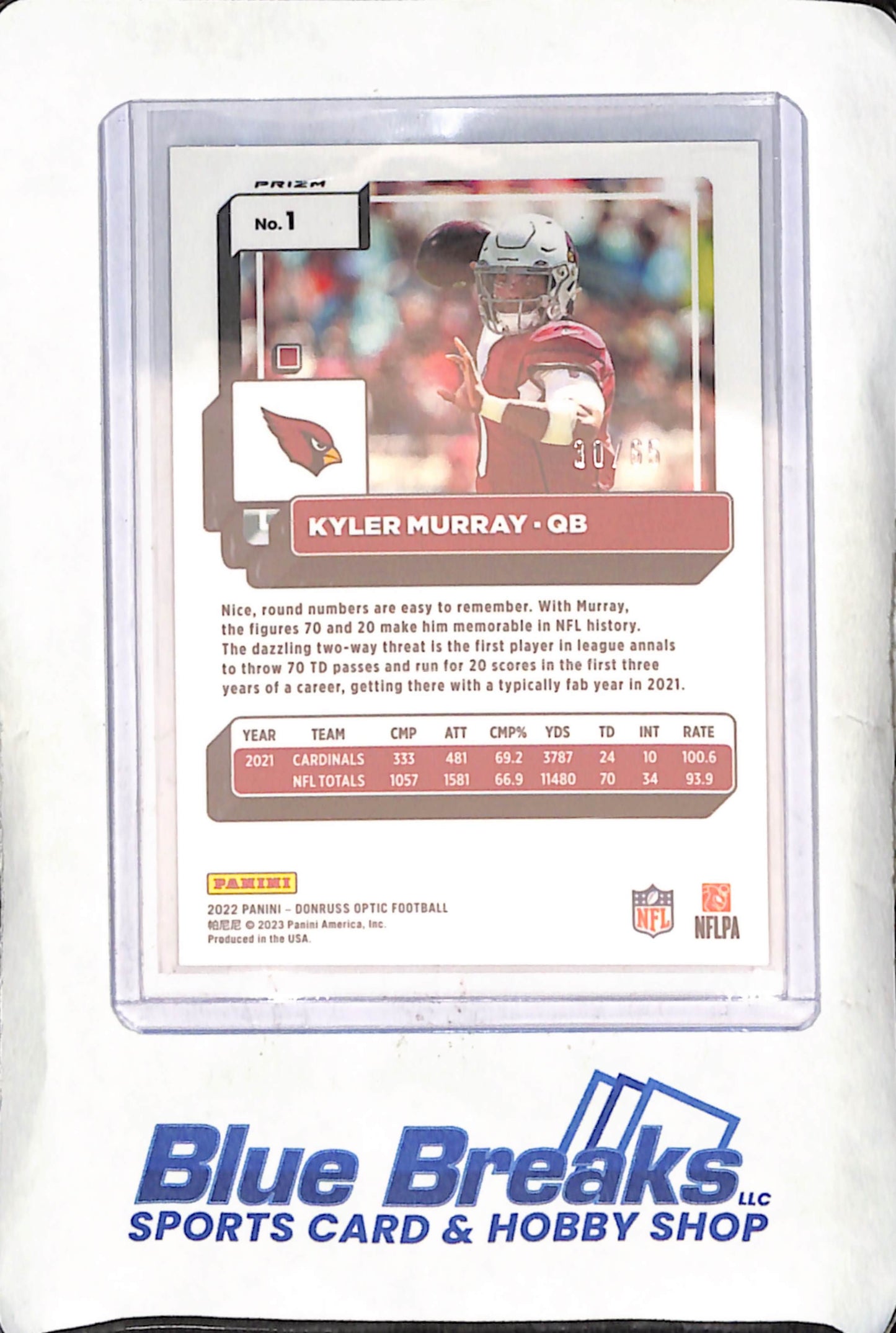 2022 Panini Donruss Optic - Kyler Murray - Electricity - 30/65 - Arizona Cardinals - Football - #1