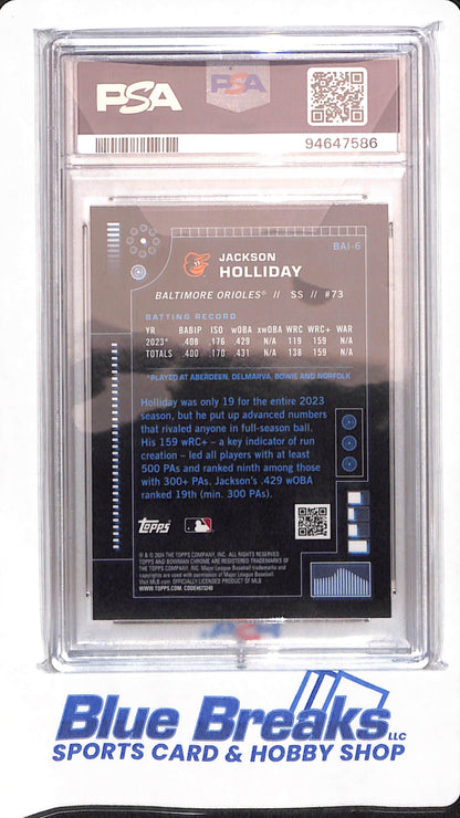 2024 Bowman - Jackson Holliday - # BA16 - Baseball - Baltimore Orioles - AI - PSA 10