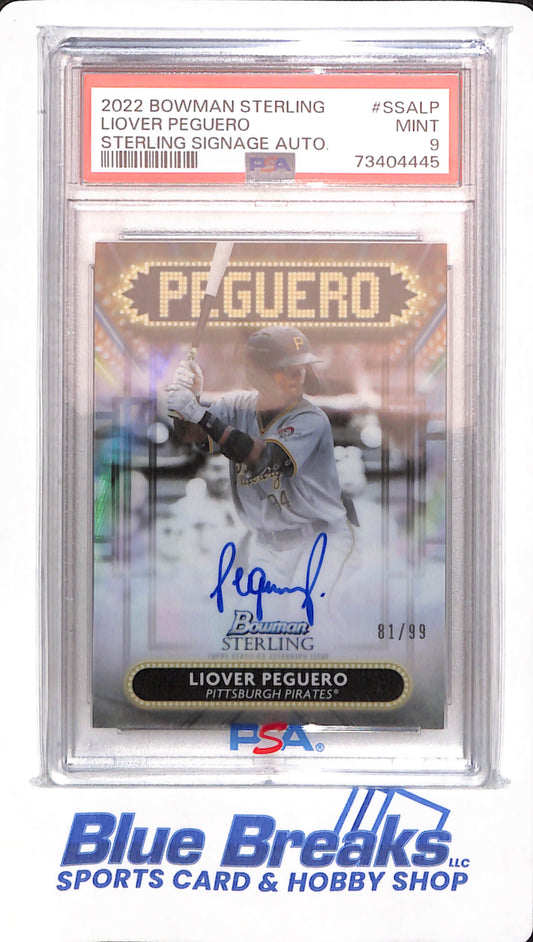 2022 Bowman Sterling - Liover Peguero - # SSALP - Baseball - Pittsburgh Pirates - Sterling Signage Auto - PSA 9