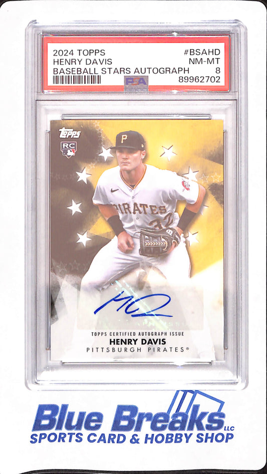 2024 Topps - Henry Davis - Baseball - Pittsburgh Pirates - Stars Autograph - # BSAHD - PSA 8