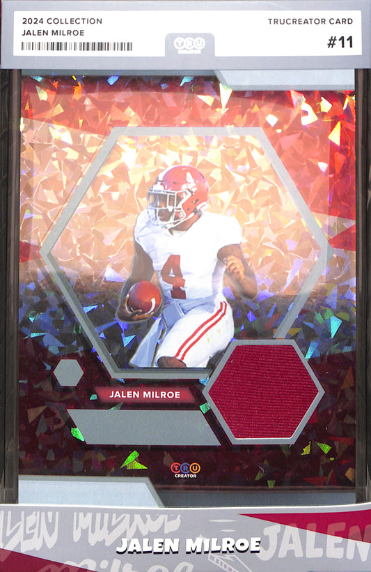 Jalen Milroe 2024 TRU CREATOR 5X7 JUMBO RELIC JERSEY CRACKED ICE Alabama
