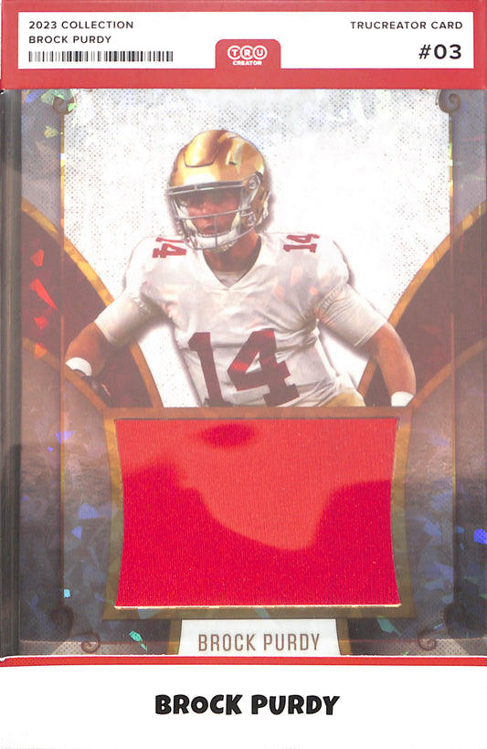 BROCK PURDY 2023 TRU CREATOR 5X7 JUMBO RELIC JERSEY RC CRACKED ICE #03 49'ERS