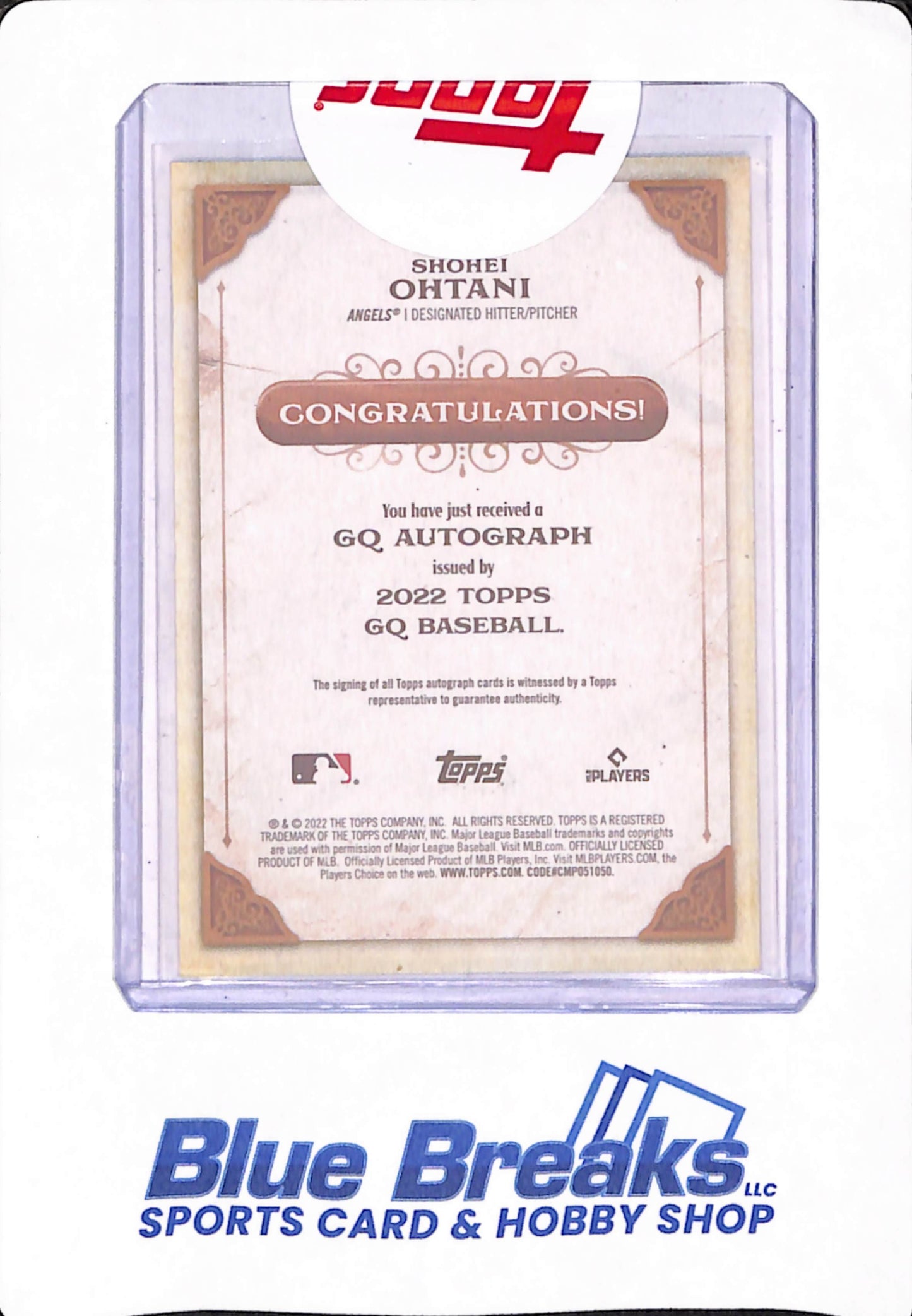 Shohei Ohtani - 2022 Gypsy Queen - No Name - Nameplate - Autographed - Baseball - Los Angeles Angels