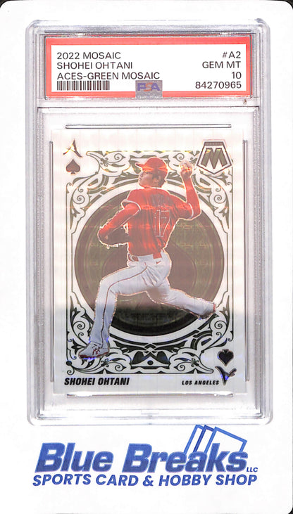 2022 Mosaic - Shohei Ohtani - Baseball - Los Angeles Angels - Aces - Green Mosaic - # A2 - PSA 10