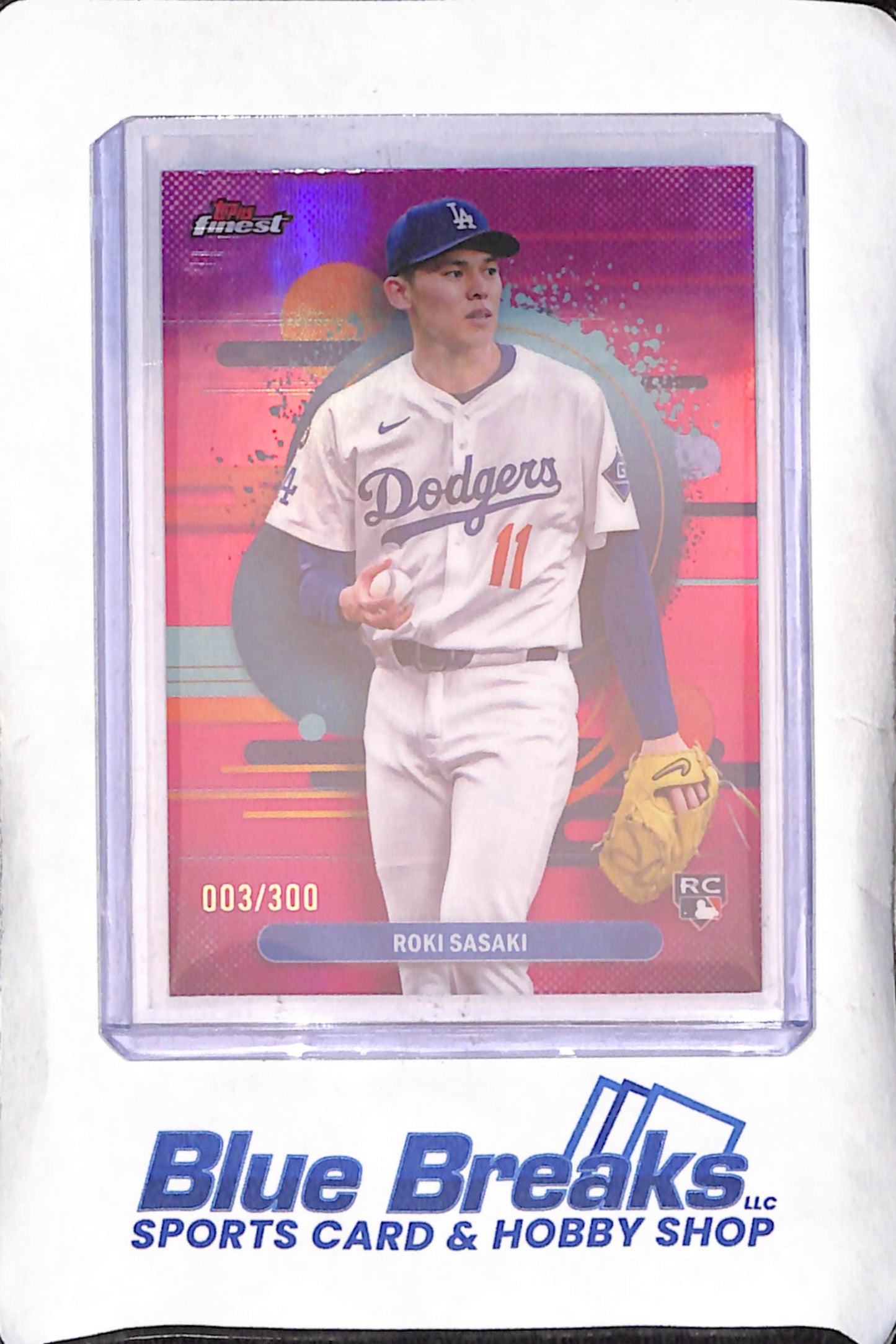 2025 Topps Finest - Roki Sasaki - Pink - RC - 3/300 - Los Angeles Dodgers- Baseball - #116