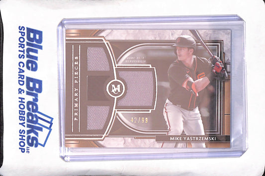 2021 Topps Museum Collection - Mikę Yastrzemski - Primary Pieces Quad Relic - 42/99 - San Francisco Giants - Baseball - #SPQR-MY