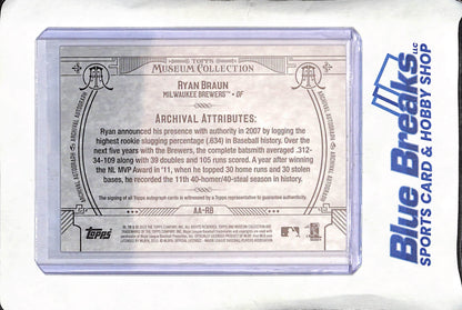2015 Topps Museum Collection - Ryan Braun - Autograph - 21/49 - Milwaukee Brewers - Baseball - #AA-RB