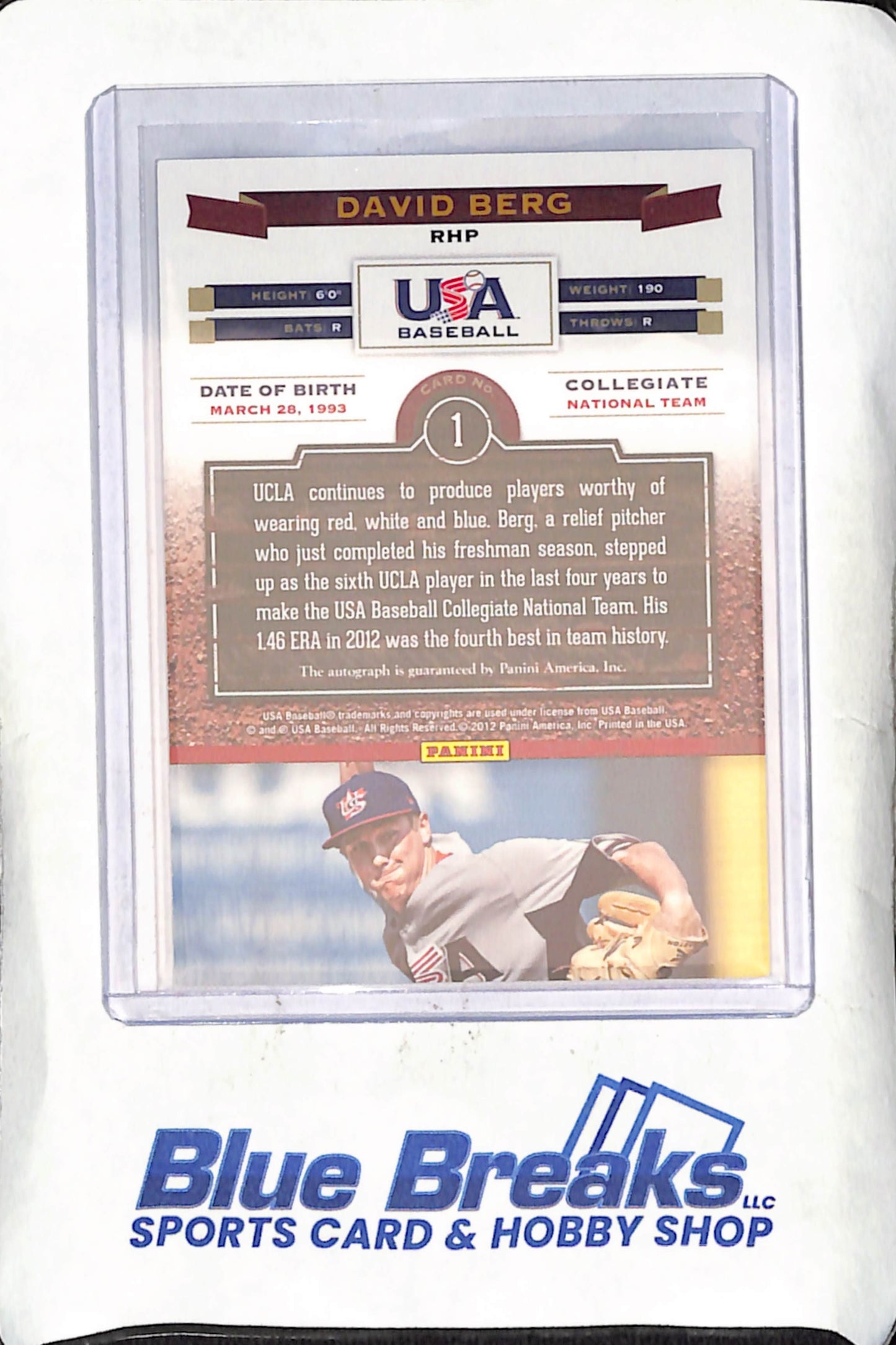 2012 USA Baseball - David Berg - Autograph - 136/399 - Collegiate National Team - Baseball - #1