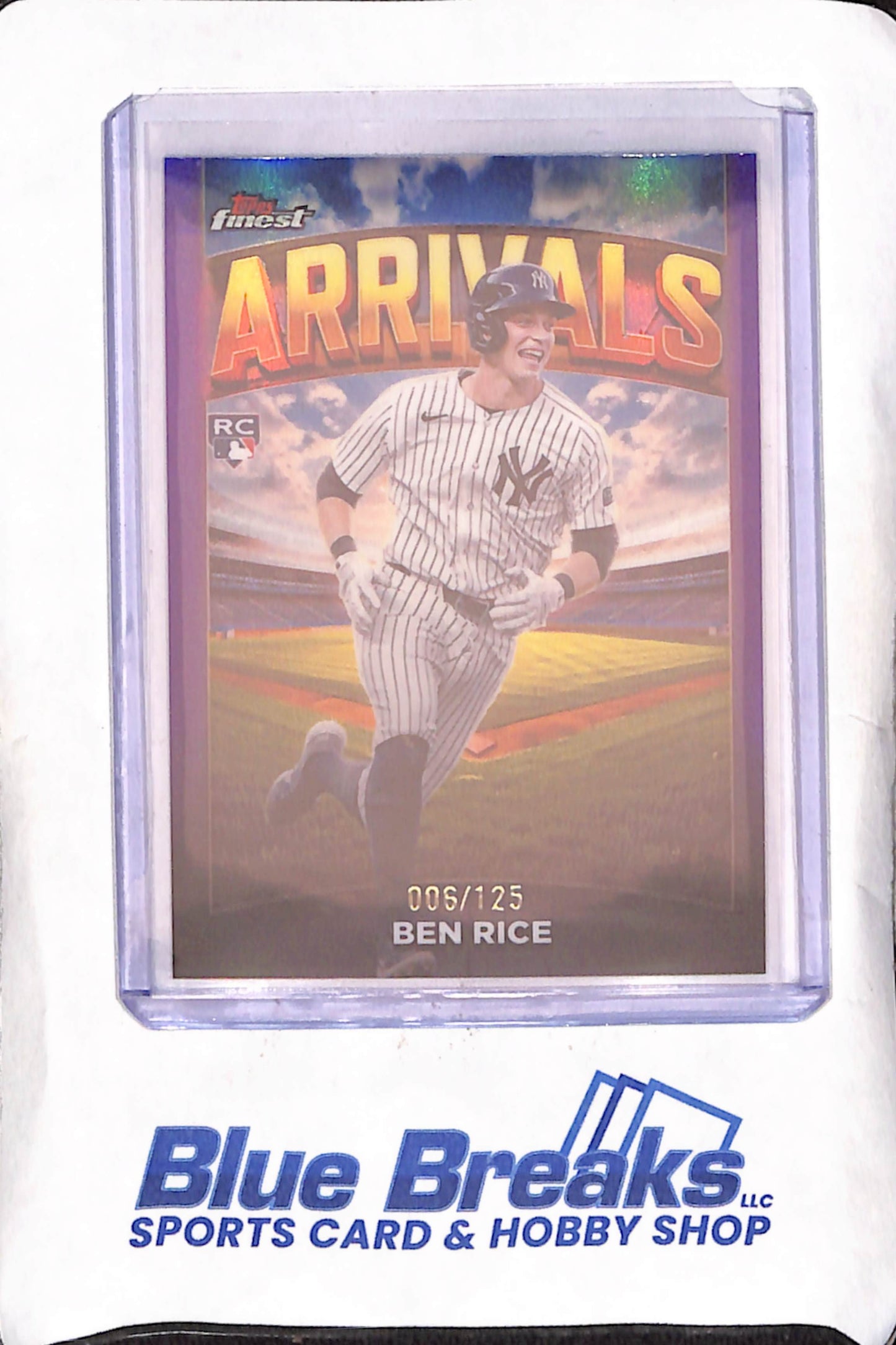 2025 Topps Finest - Ben Rice - New Arrivals - RC - Purple - 6/125 - New York Yankees - Baseball - #A-18