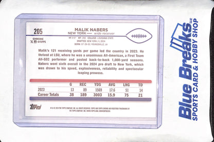 2024 Topps Chrome - Malik Nabers - Negative Refractor - RC - New York Giants - Football - #205