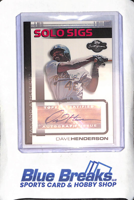 2007 Topps Co-Signers - Dave Henderson - Solo Sigs Autograph - Oakland Athletics - Baseball - #SS-DH