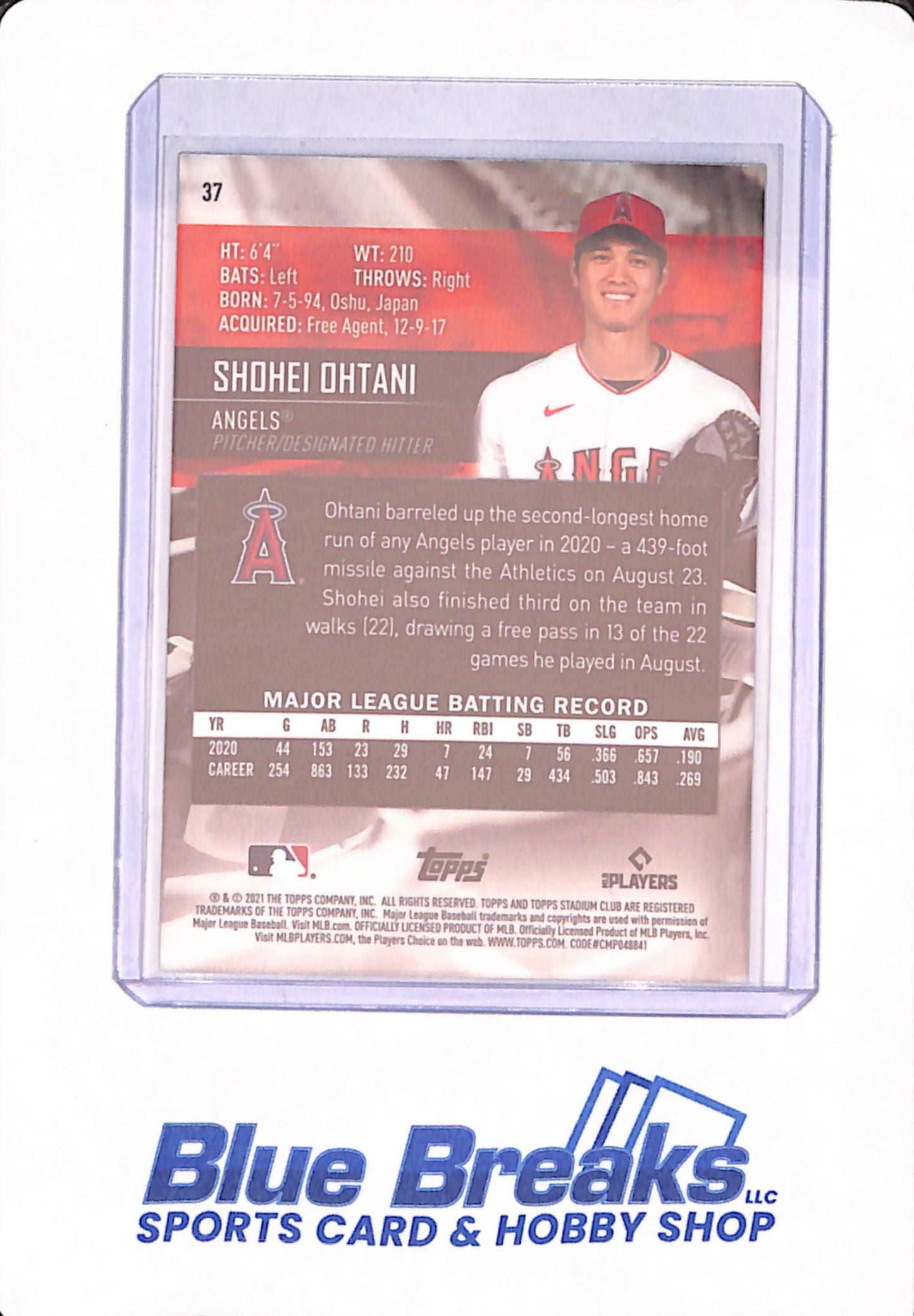 2021 Stadium Club - Shohei Ohtani - Baseball - Los Angeles Angels - 1991 Variation - # 37