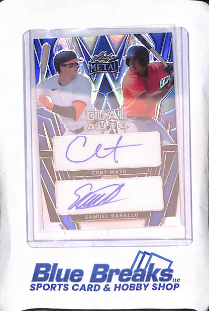 2024 Leaf Metal - Coby Mayo - Samuel Basallo - Dual Autograph - 2/25 - Baltimore Orioles - Baseball - #DA-4