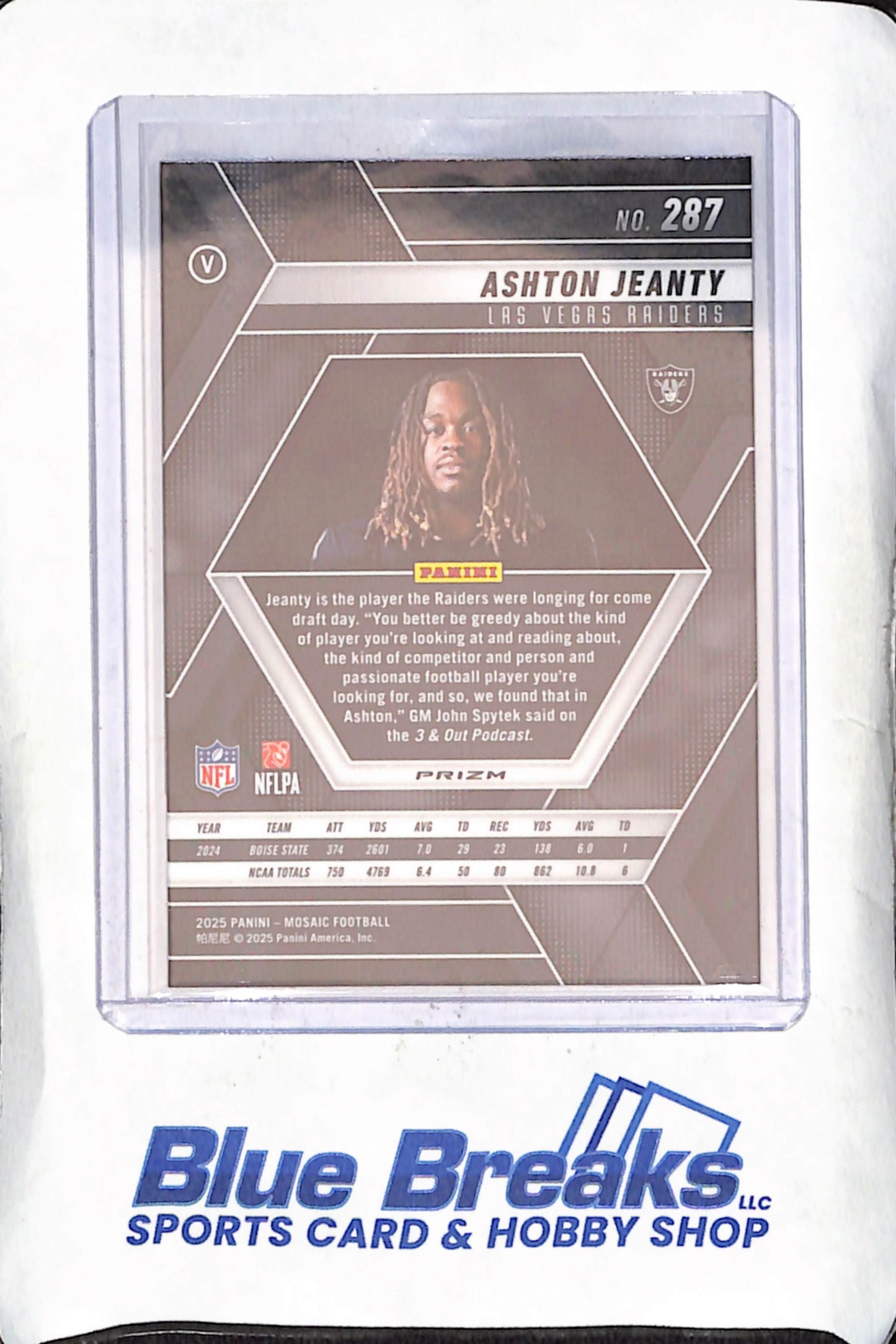2025 Panini Mosaic - Ashton Jeanty - Pink Camo Image Variation RC - Las Vegas Raiders - Football - #287