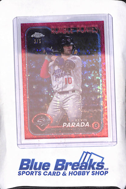 2024 Topps Pro Debut - Kevin Parada - Red Chrome Sparkle - 3/5 - Binghamton Rumble Ponies - Baseball - #PDC-96