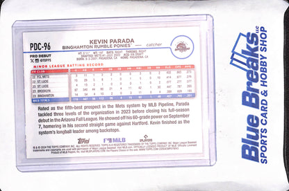 2024 Topps Pro Debut - Kevin Parada - Red Chrome Sparkle - 3/5 - Binghamton Rumble Ponies - Baseball - #PDC-96